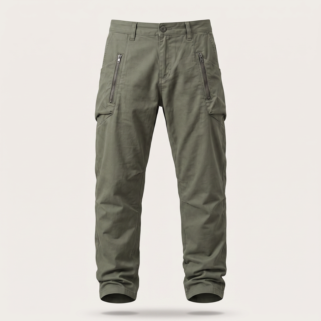 Men’s Straight Leg Tactical Trousers with Zip Pockets
