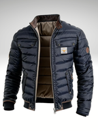 Men's Padded Stand Collar Zip-Up Bomber Jacket