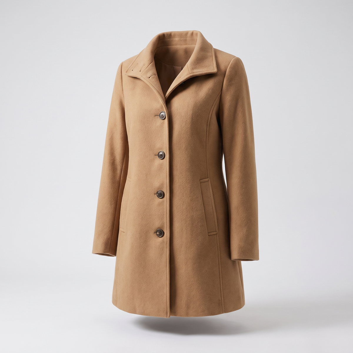 Women’s Funnel Collar Single-Breasted Coat