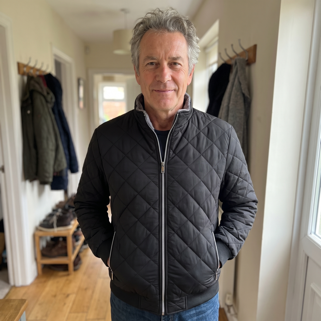 Men’s Fleece Lined Diamond Quilted Bomber Jacket