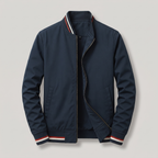 Men’s Varsity Bomber Jacket with Striped Ribbed Trims
