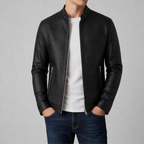 Men’s Croc-Embossed Faux Leather Racer Jacket
