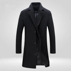 Men’s Longline Notch Lapel Single-Breasted Overcoat