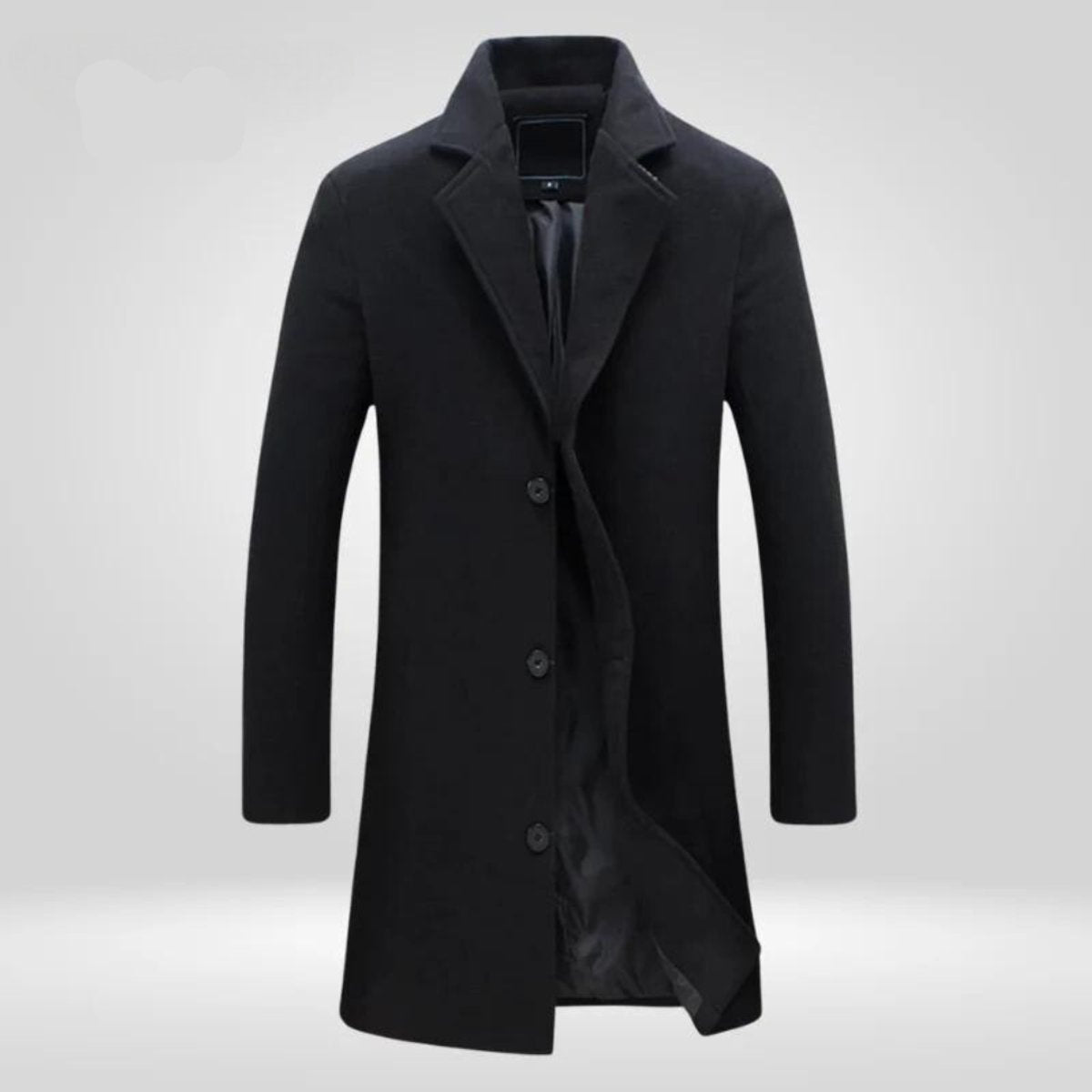 Men’s Longline Notch Lapel Single-Breasted Overcoat