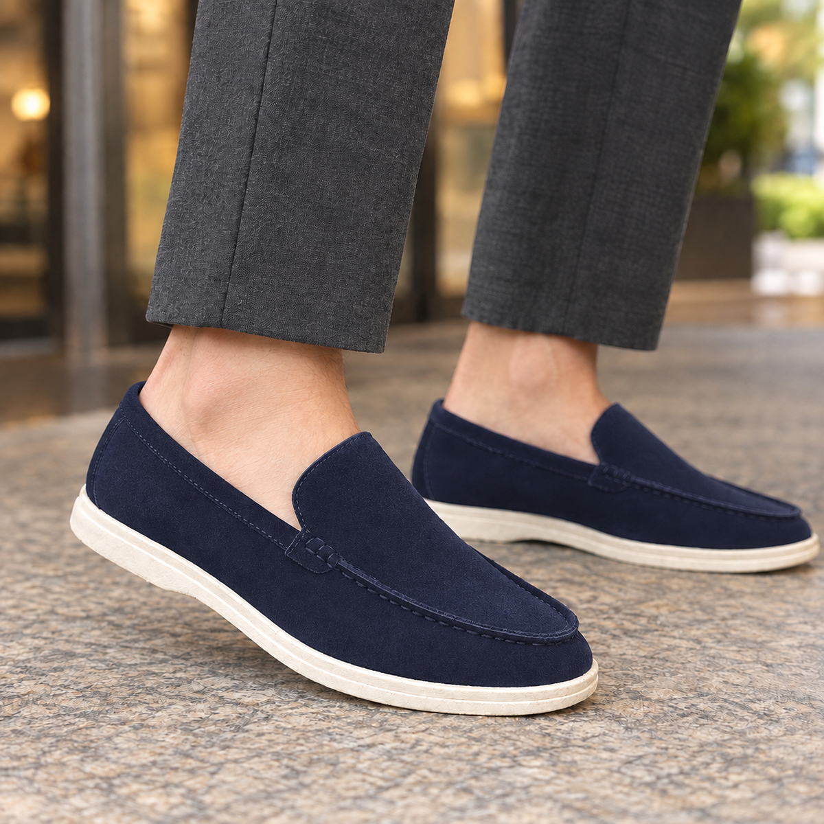 Men’s Faux Suede Slip-On Loafers with Lightweight Sole