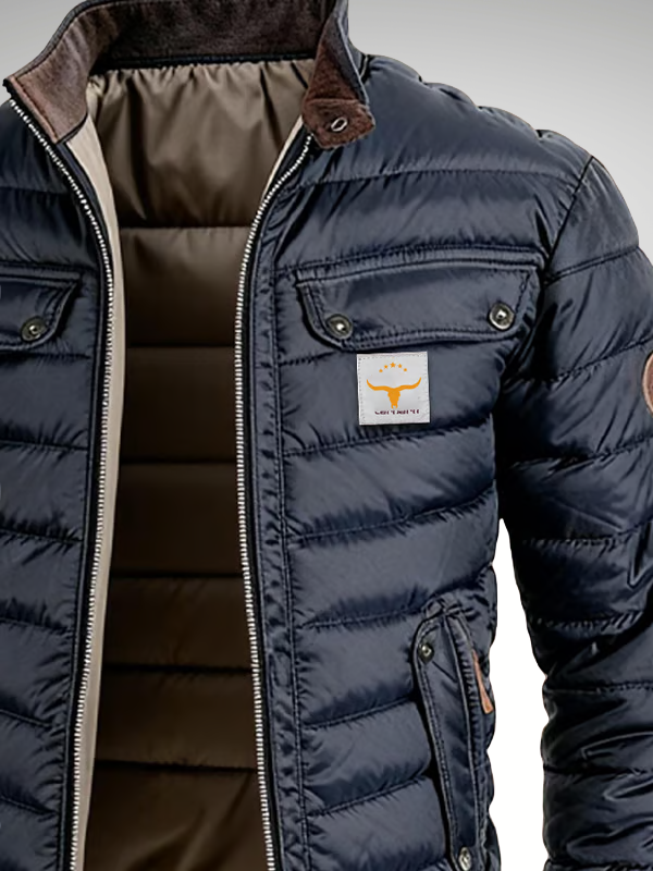 Men's Padded Stand Collar Zip-Up Bomber Jacket