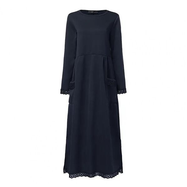 Women’s Lace Trim Long Sleeve Maxi Dress