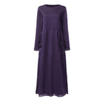 Women’s Lace Trim Long Sleeve Maxi Dress