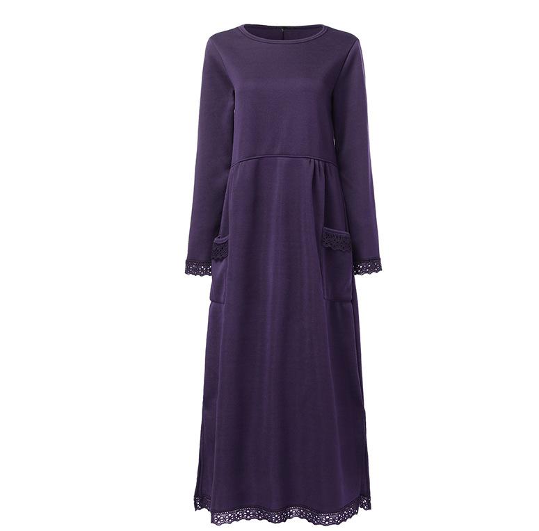 Women’s Lace Trim Long Sleeve Maxi Dress