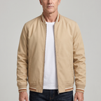 Men’s Varsity Bomber Jacket with Striped Ribbed Trims