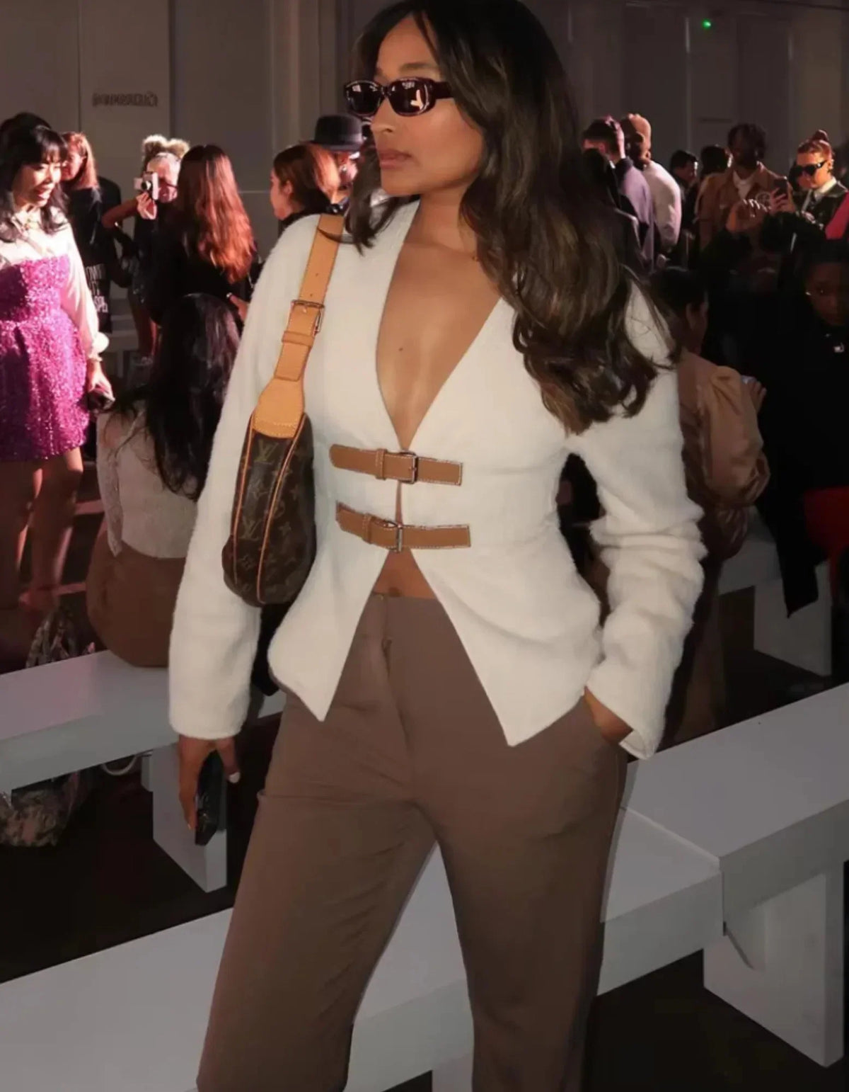 Women's Textured Buckle Front Cropped Jacket