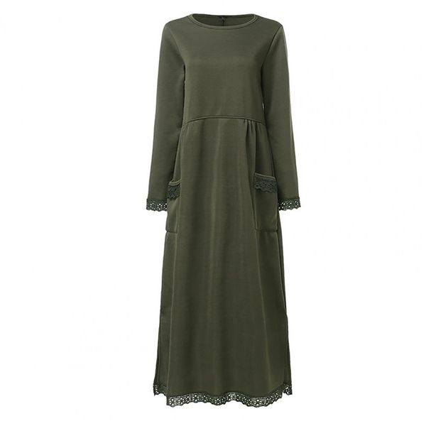 Women’s Lace Trim Long Sleeve Maxi Dress