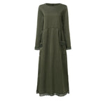 Women’s Lace Trim Long Sleeve Maxi Dress
