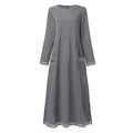 Women’s Lace Trim Long Sleeve Maxi Dress