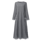 Women’s Lace Trim Long Sleeve Maxi Dress