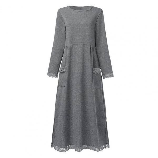 Women’s Lace Trim Long Sleeve Maxi Dress