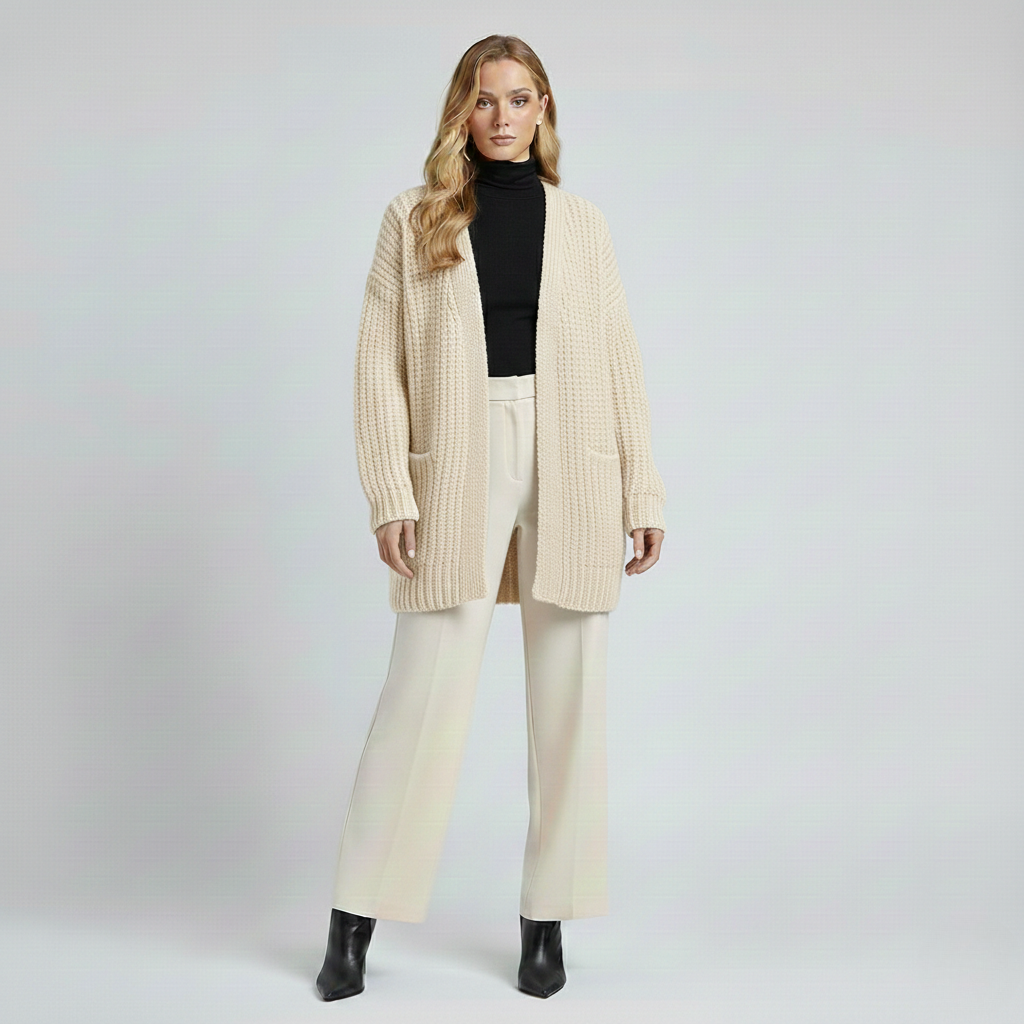 Women's Chunky Knit Open-Front Cardigan