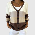 Women's Colorblock V-Neck Button-Front Cardigan