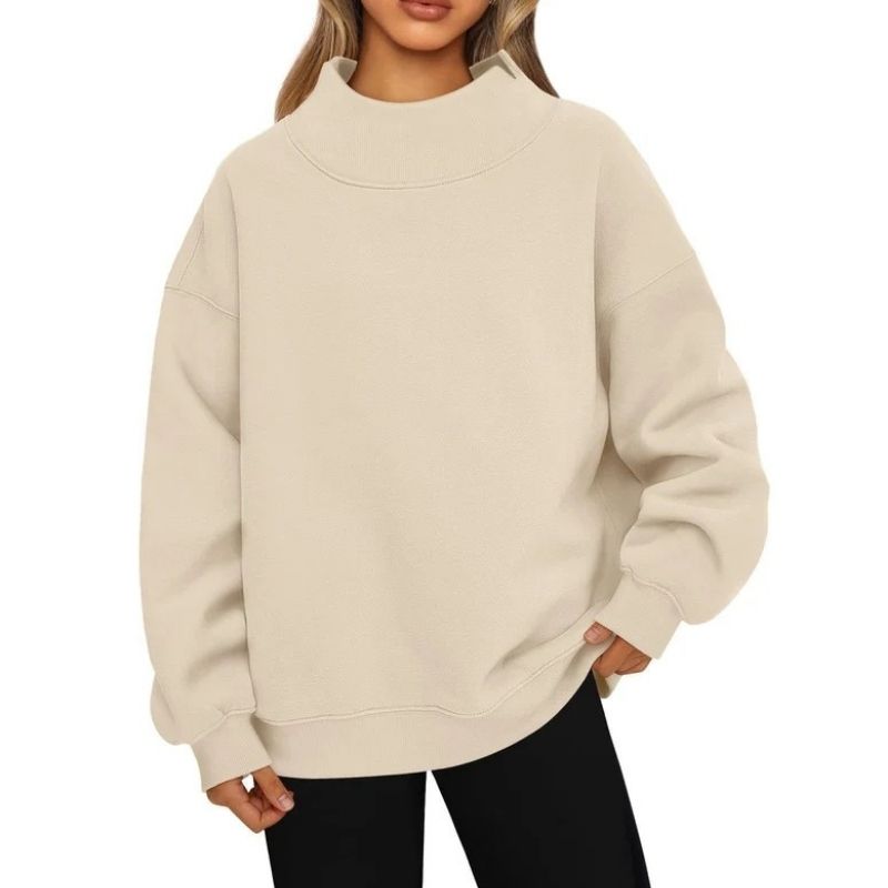 Women’s Oversized Mock Neck Fleece Lined Sweatshirt
