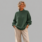 Women’s Oversized Waffle Knit Mock Neck Sweater