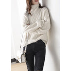 Women’s Basketweave Knit Mock Neck Sweater