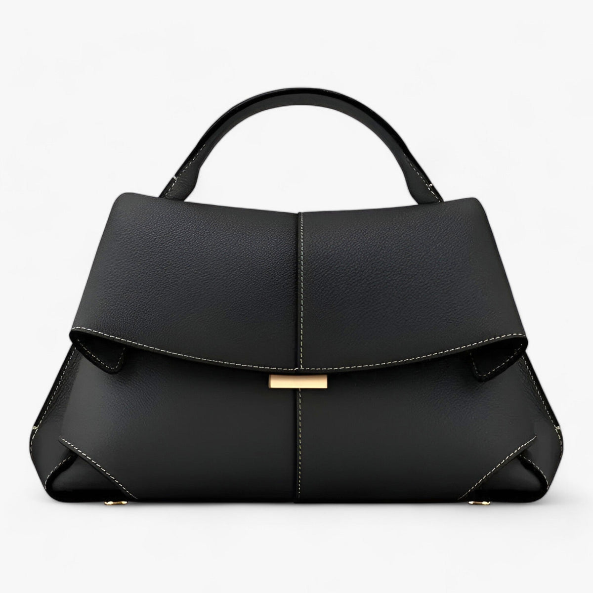 Women’s Pebbled Leather-Look Structured Top Handle Bag
