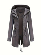 Women’s Hooded Drawstring Waist Parka Jacket
