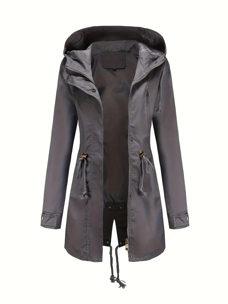 Women’s Hooded Drawstring Waist Parka Jacket