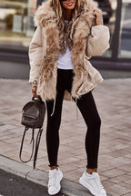 Women's Fur Hood Zip-Up Padded Parka Jacket