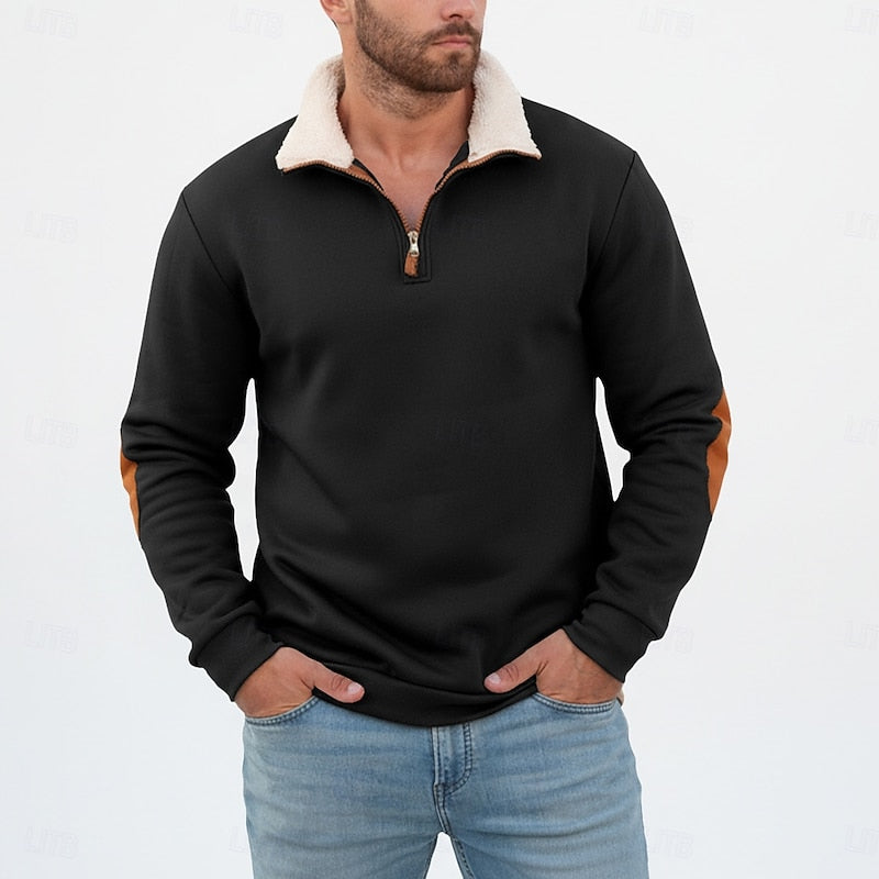 Men's Sherpa Collar Quarter-Zip Pullover Sweatshirt
