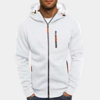 Men's Full-Zip Contrast Hoodie with Chest Pocket Detail