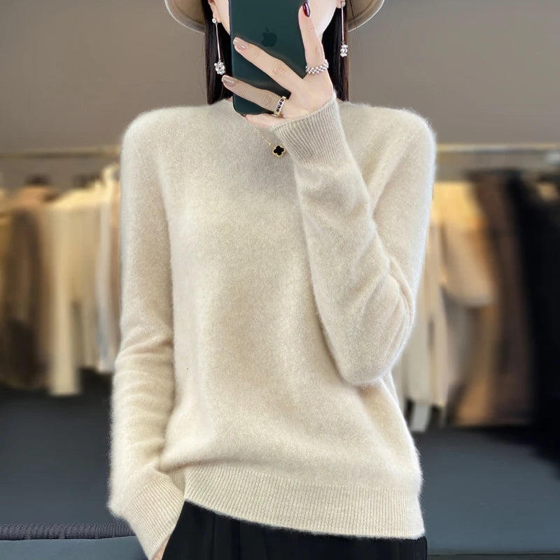 Women's Mock Neck Soft Knit Pullover Sweater