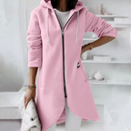 Women’s Longline Zip-Up Hoodie with Curved Hem