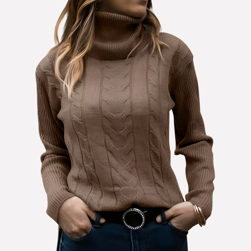 Women’s Cable Knit Turtleneck Sweater