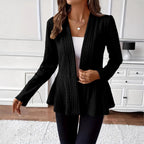 Women’s Textured Knit V-Neck Single-Button Peplum Blazer