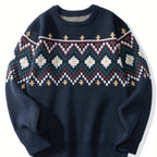 Men’s Fair Isle Jacquard Knit Crew Neck Sweater