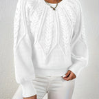 Women’s Cable Knit Raglan Sleeve Crew Neck Sweater