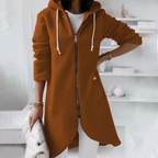 Women’s Longline Zip-Up Hoodie with Curved Hem