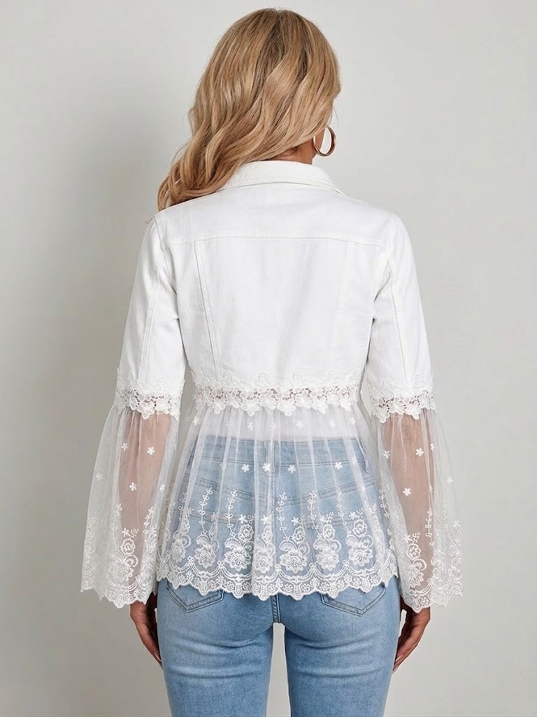 Women’s Longline Jacket with Denim Trim