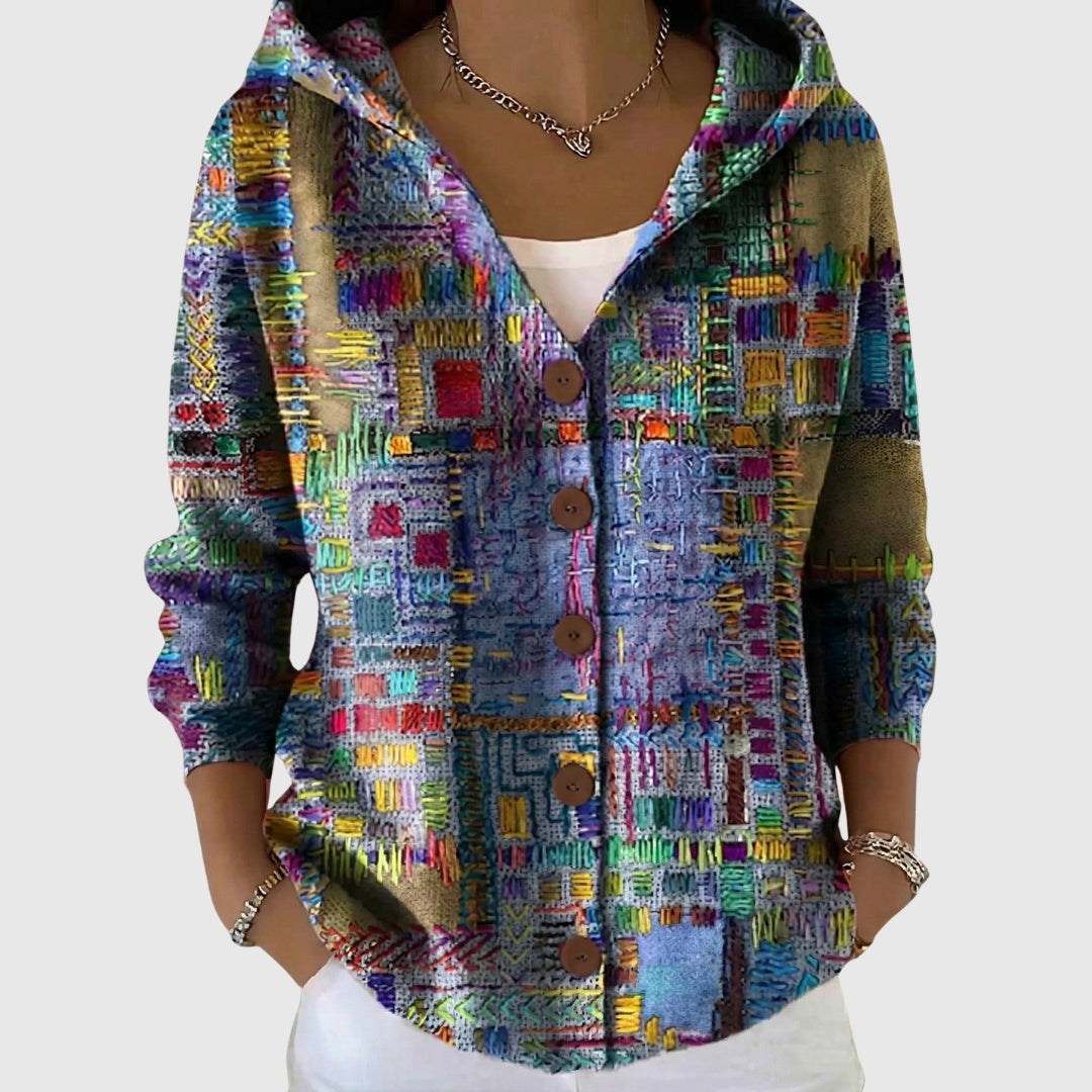Women's Colorblock V-Neck Button-Front Cardigan
