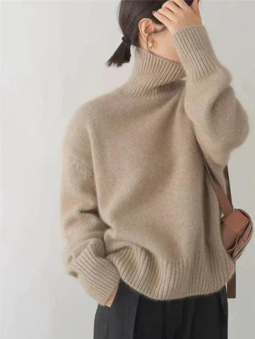 Women's Oversized Soft Knit Turtleneck Sweater