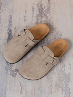 Men's Faux Suede Buckle Clogs