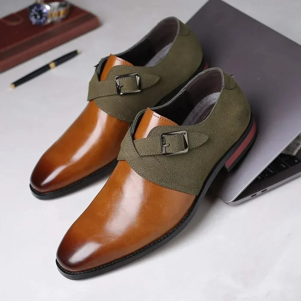 Men's Two-Tone Monk Strap Formal Dress Shoes