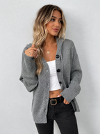 Women’s Hooded Knit Button Cardigan with Drawstring
