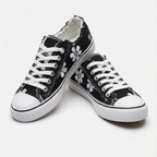 Women's Floral Print Distressed Denim Sneakers