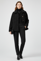 Women's Textured Teddy Shacket with Patch Pockets
