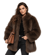 Women's Cropped Open-Front Faux Fur Jacket