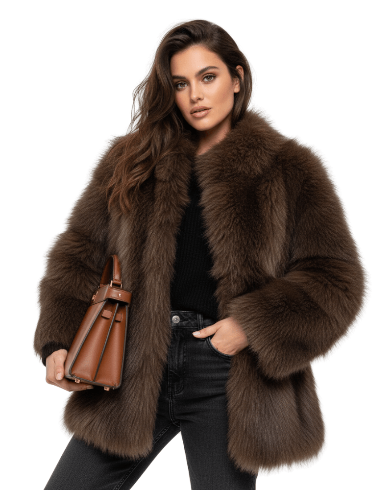 Women's Cropped Open-Front Faux Fur Jacket