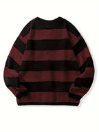 Men's Oversized Wide Stripe Crew Neck Knit Sweater