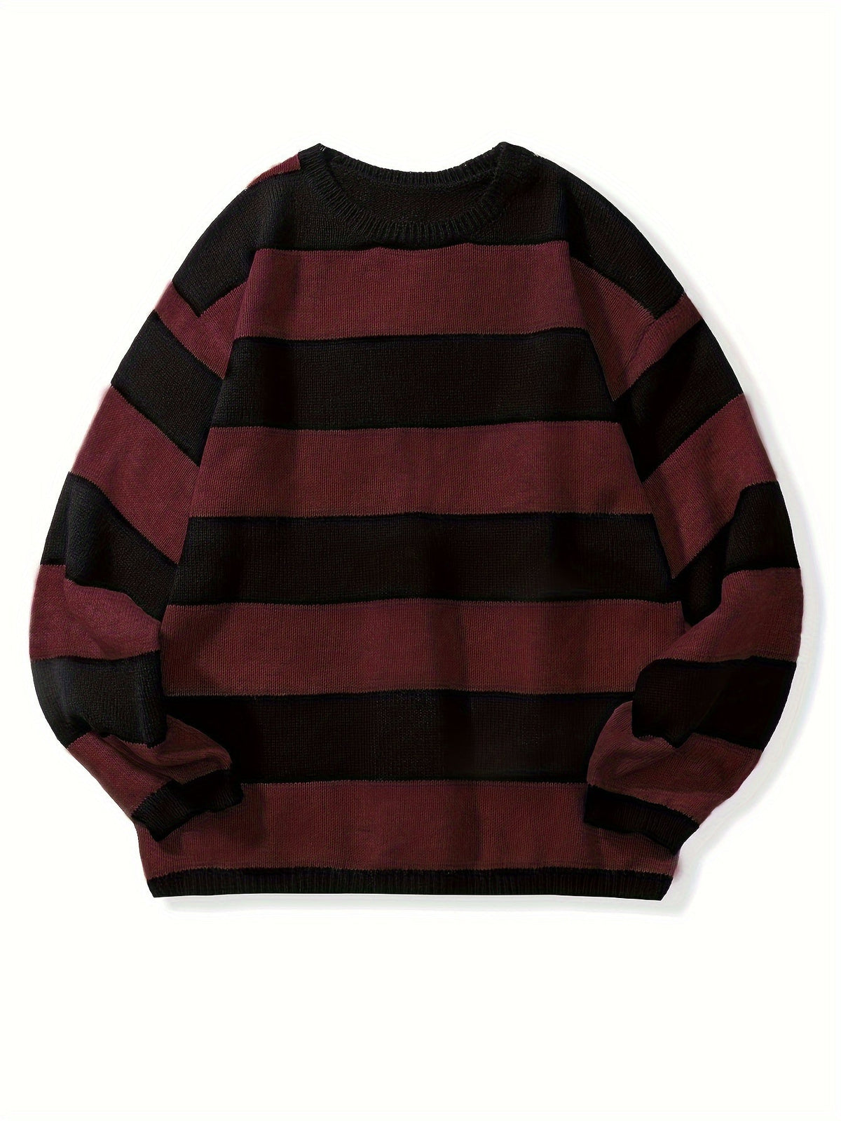 Men's Oversized Wide Stripe Crew Neck Knit Sweater